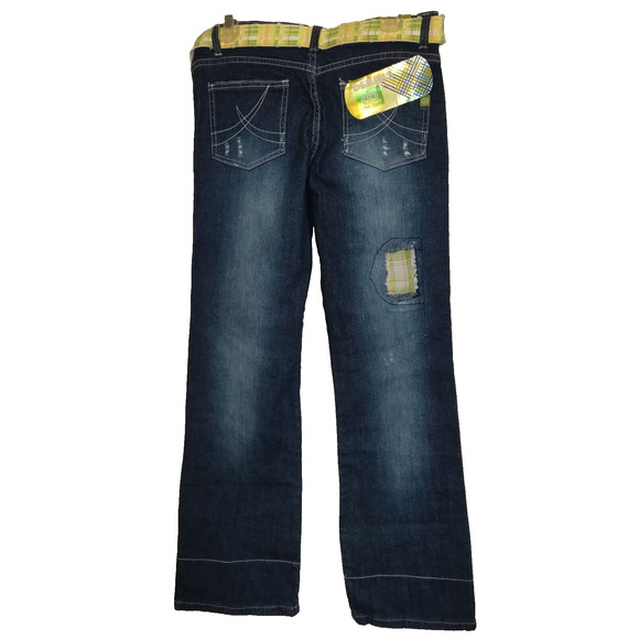 NWT Patchwork Denim Jeans OLD SKOOL URBAN Wide Hem ARTSY Distressed Rips Sz 5/6 - Picture 13 of 16